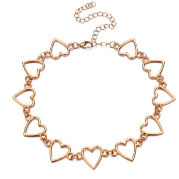 LiveChicStyle Jewelry - Super Cute Heart Choker Gold Necklace
